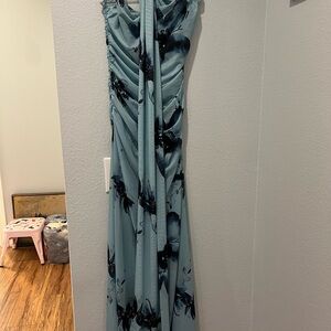 Elegant Blue Floral Women Dress